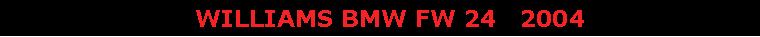 Text Box:                         WILLIAMS BMW FW 24   2004 